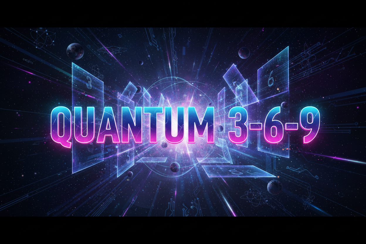 Quantum 3-6-9 Neon Cyberpunk Hero Banner